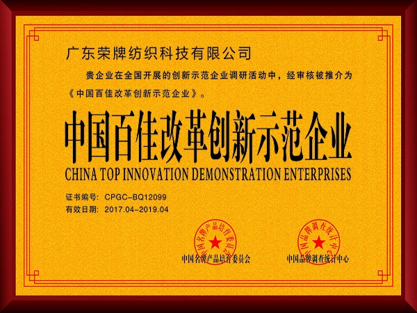 中国百佳改革创新示范企业